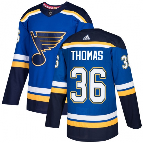 Men's Adidas St. Louis Blues 36 Robert Thomas Authentic Royal Blue Home NHL Jersey
