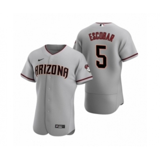 Men's Arizona Diamondbacks 5 Eduardo Escobar Nike Gray Authentic 2020 Road Jersey