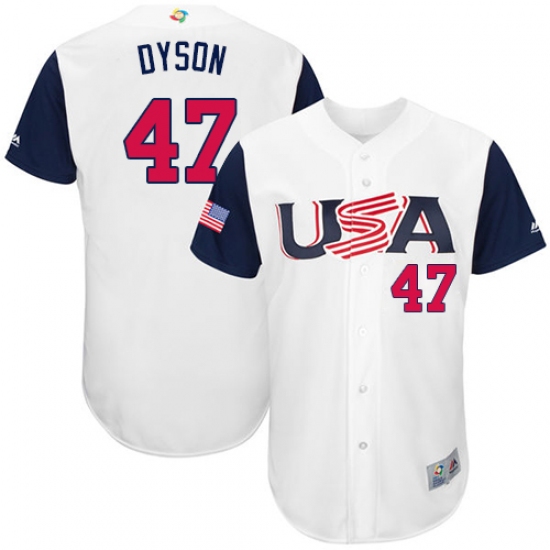 Men's USA Baseball Majestic 47 Sam Dyson White 2017 World Baseball Classic Authentic Team Jersey