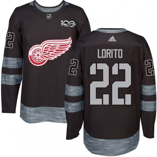 Men's Adidas Detroit Red Wings 22 Matthew Lorito Authentic Black 1917-2017 100th Anniversary NHL Jersey