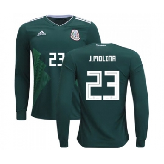 Mexico 23 J.Molina Home Long Sleeves Soccer Country Jersey