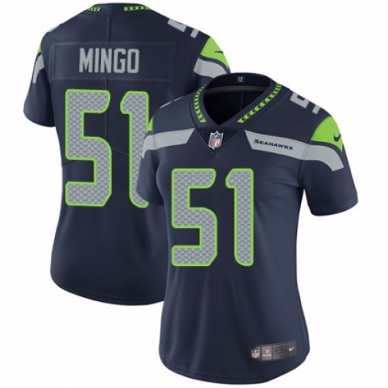 Women's Nike Seattle Seahawks 51 Barkevious Mingo Navy Blue Team Color Vapor Untouchable Elite Player NFL Jersey