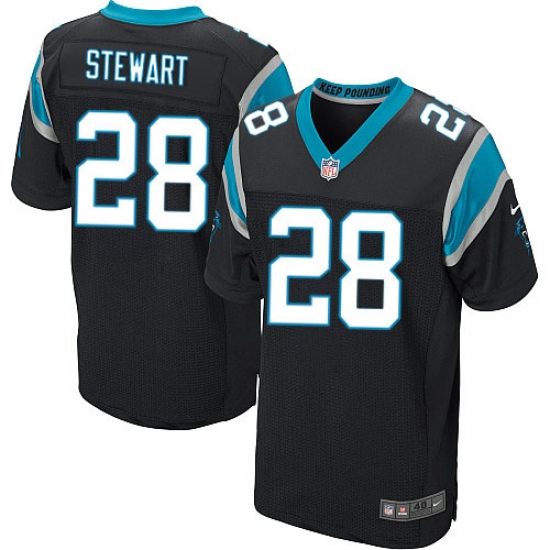 Men's Nike Carolina Panthers 28 Jonathan Stewart Elite Black Team Color NFL Jersey