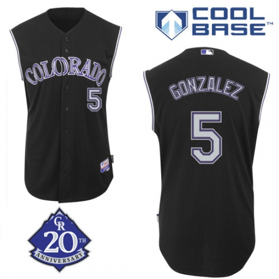 Men's Majestic Colorado Rockies 5 Carlos Gonzalez Authentic Black Vest Style MLB Jersey