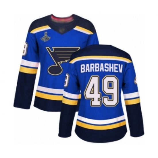 Women's St. Louis Blues 49 Ivan Barbashev Premier Royal Blue Home 2019 Stanley Cup Champions Hockey Jersey