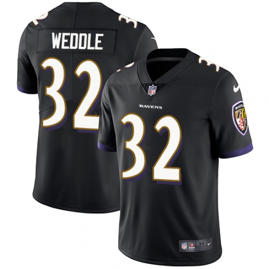 Men's Nike Baltimore Ravens 32 Eric Weddle Black Alternate Vapor Untouchable Limited Player NFL Jersey