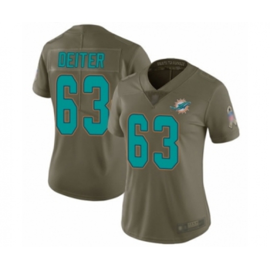 Women's Miami Dolphins 63 Michael Deiter Limited Olive 2017 Salute to Service Football Jersey