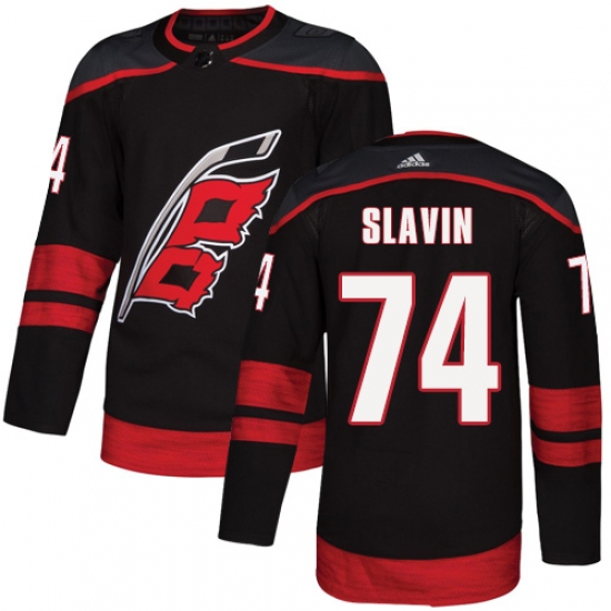 Men's Adidas Carolina Hurricanes 74 Jaccob Slavin Authentic Black Alternate NHL Jersey