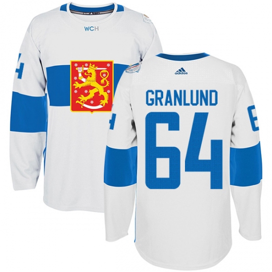 Men's Adidas Team Finland 64 Mikael Granlund Authentic White Home 2016 World Cup of Hockey Jersey