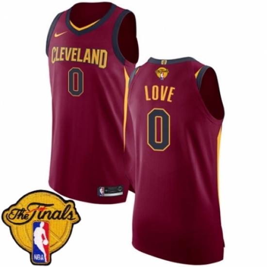 Men's Nike Cleveland Cavaliers 0 Kevin Love Authentic Maroon 2018 NBA Finals Bound NBA Jersey - Icon Edition