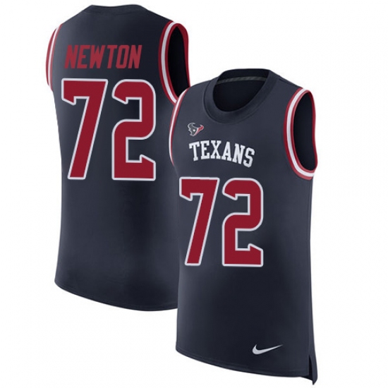 Men's Nike Houston Texans 72 Derek Newton Limited Navy Blue Rush Player Name & Number Tank Top NFL Jersey