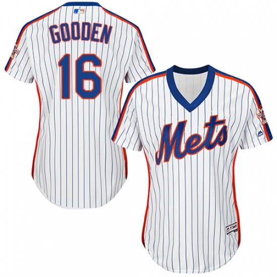 Women's Majestic New York Mets 16 Dwight Gooden Authentic White Alternate Cool Base MLB Jersey