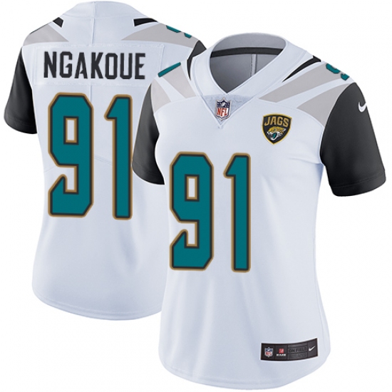 Women's Nike Jacksonville Jaguars 91 Yannick Ngakoue White Vapor Untouchable Limited Player NFL Jersey