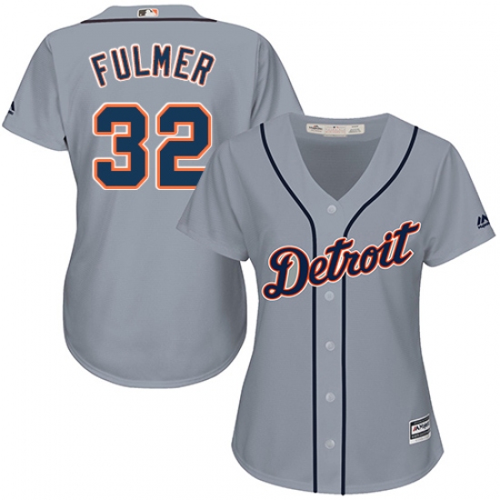 Women's Majestic Detroit Tigers 32 Michael Fulmer Replica Grey Road Cool Base MLB Jersey