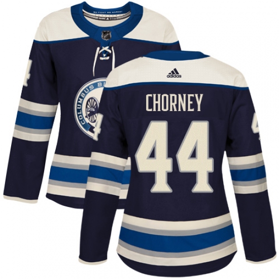 Women's Adidas Columbus Blue Jackets 44 Taylor Chorney Authentic Navy Blue Alternate NHL Jersey