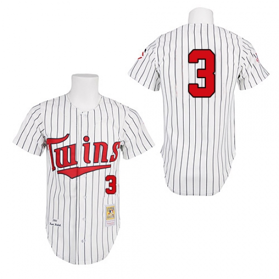 Men's Mitchell and Ness 1991 Minnesota Twins 3 Harmon Killebrew Authentic White Throwback MLB Jersey