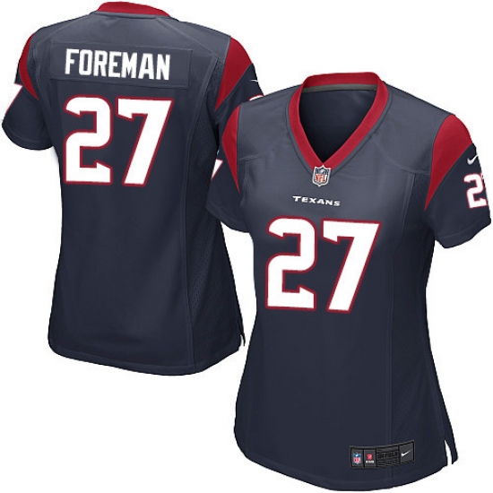 Women's Nike Houston Texans 27 D'Onta Foreman Game Navy Blue Team Color NFL Jersey