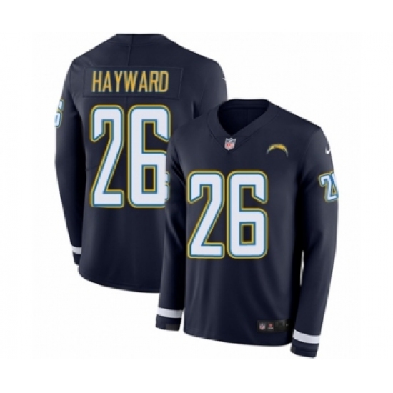 Men's Nike Los Angeles Chargers 26 Casey Hayward Limited Navy Blue Therma Long Sleeve NFL Jersey