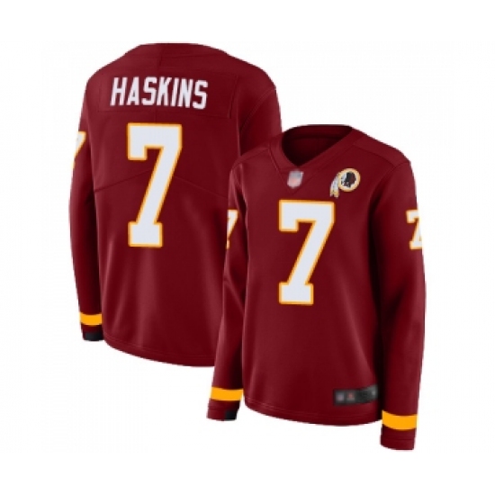 Women's Washington Redskins 7 Dwayne Haskins Limited Burgundy Therma Long Sleeve Football Jersey