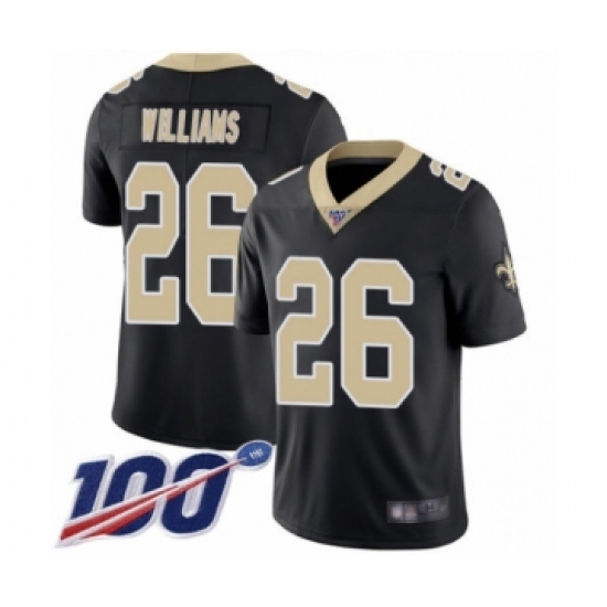 Men's New Orleans Saints 26 P.J. Williams Black Team Color Vapor Untouchable Limited Player 100th Season Football Jersey