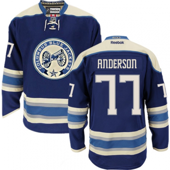 Women's Reebok Columbus Blue Jackets 77 Josh Anderson Premier Navy Blue Third NHL Jersey