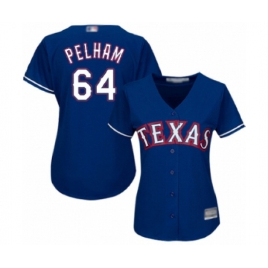 Women's Texas Rangers 64 C.D. Pelham Authentic Royal Blue Alternate 2 Cool Base Baseball Player Jersey