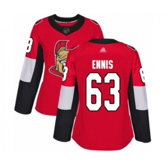 Women's Ottawa Senators 63 Tyler Ennis Authentic Red Home Hockey Jersey