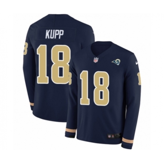 Men's Nike Los Angeles Rams 18 Cooper Kupp Limited Navy Blue Therma Long Sleeve NFL Jersey