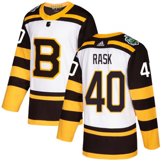 Men's Adidas Boston Bruins 40 Tuukka Rask Authentic White 2019 Winter Classic NHL Jersey