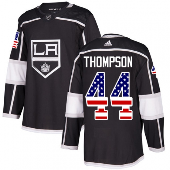 Men's Adidas Los Angeles Kings 44 Nate Thompson Authentic Black USA Flag Fashion NHL Jersey