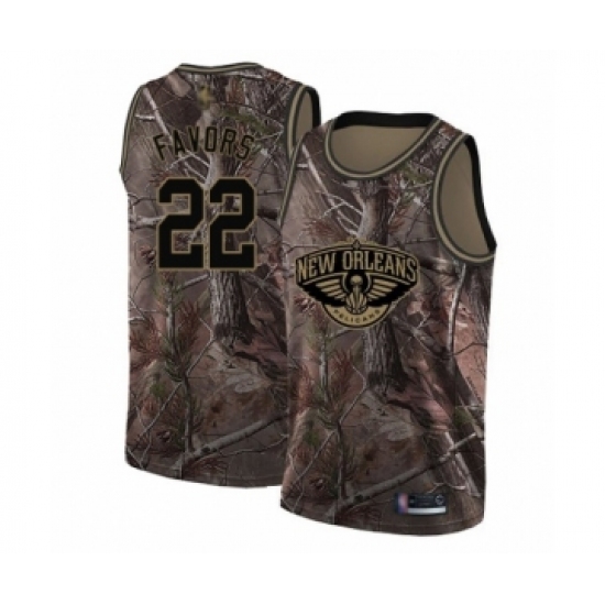 Youth New Orleans Pelicans 22 Derrick Favors Swingman Camo Realtree Collection Basketball Jersey