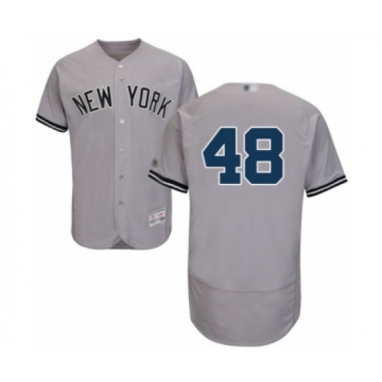 Men's New York Yankees 48 Tommy Kahnle Grey Road Flex Base Authentic Collection Baseball Player Jersey