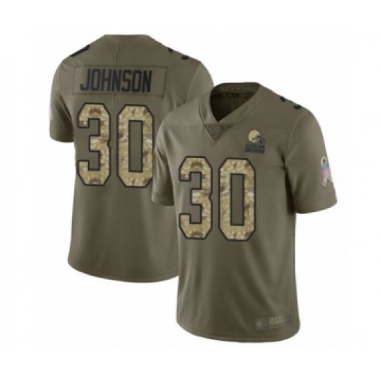 Youth Cleveland Browns 30 D'Ernest Johnson Limited Olive Camo 2017 Salute to Service Football Jersey