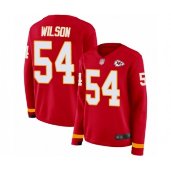 Women's Kansas City Chiefs 54 Damien Wilson Limited Red Therma Long Sleeve Football Jersey