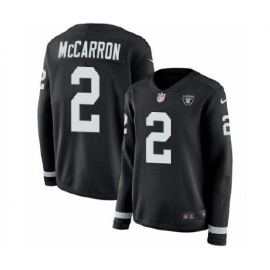 Women's Nike Oakland Raiders 2 AJ McCarron Limited Black Therma Long Sleeve NFL Jersey