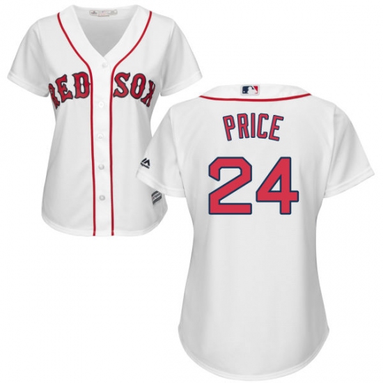 Women's Majestic Boston Red Sox 24 David Price Authentic White Home MLB Jersey