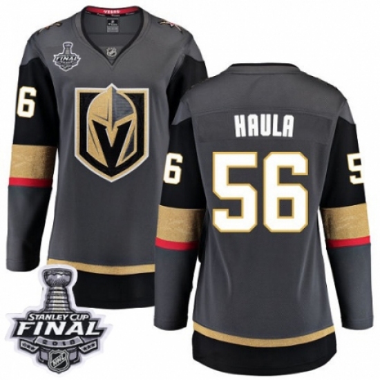 Women's Vegas Golden Knights 56 Erik Haula Authentic Black Home Fanatics Branded Breakaway 2018 Stanley Cup Final NHL Jersey