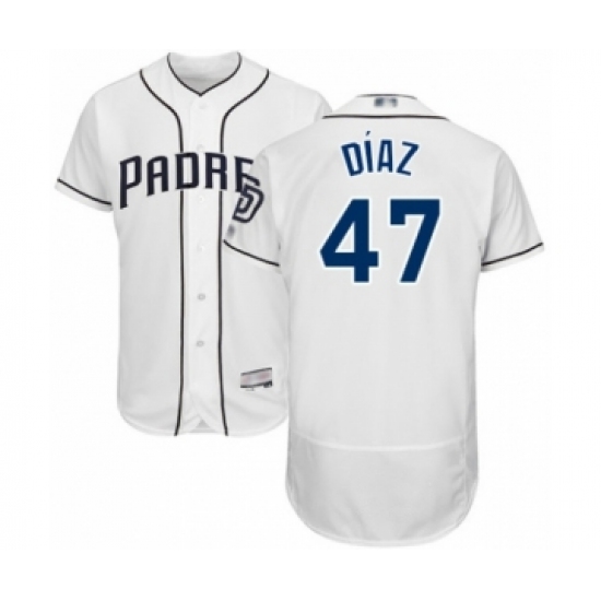 Men's San Diego Padres 47 Miguel Diaz White Home Flex Base Authentic Collection Baseball Player Jersey