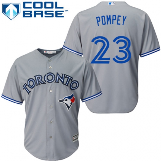 Youth Majestic Toronto Blue Jays 23 Dalton Pompey Authentic Grey Road MLB Jersey