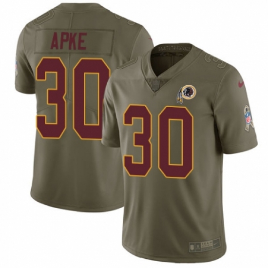 Men's Nike Washington Redskins 30 Troy Apke Limited Olive 2017 Salute to Service NFL Jersey