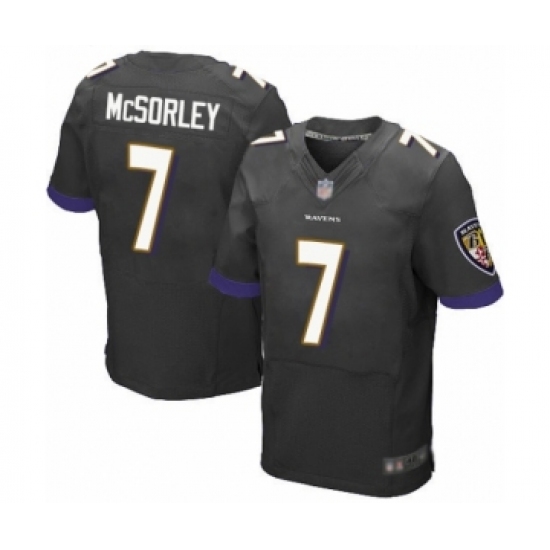 Men's Baltimore Ravens 7 Trace McSorley Elite Black Alternate Football Jersey