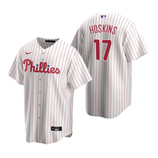 Men's Nike Philadelphia Phillies 17 Rhys Hoskins White Home Stitched Baseball Jersey
