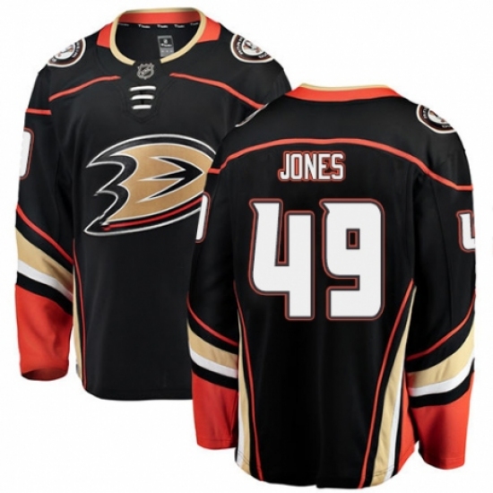 Youth Anaheim Ducks 49 Max Jones Authentic Black Home Fanatics Branded Breakaway NHL Jersey