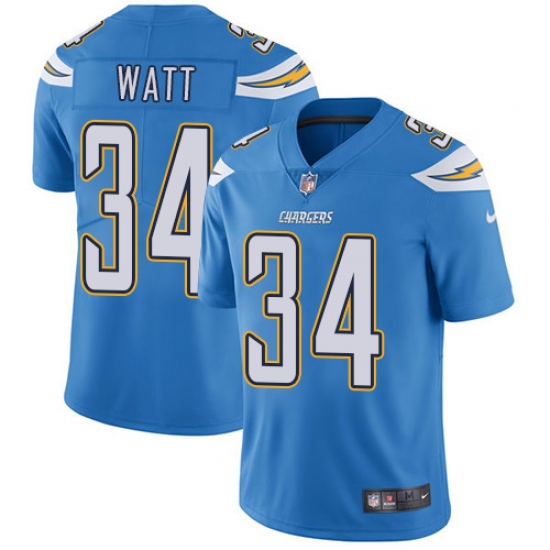 Men's Nike Los Angeles Chargers 34 Derek Watt Electric Blue Alternate Vapor Untouchable Limited Player NFL Jersey