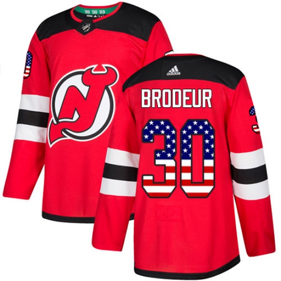 Men's Adidas New Jersey Devils 30 Martin Brodeur Authentic Red USA Flag Fashion NHL Jersey