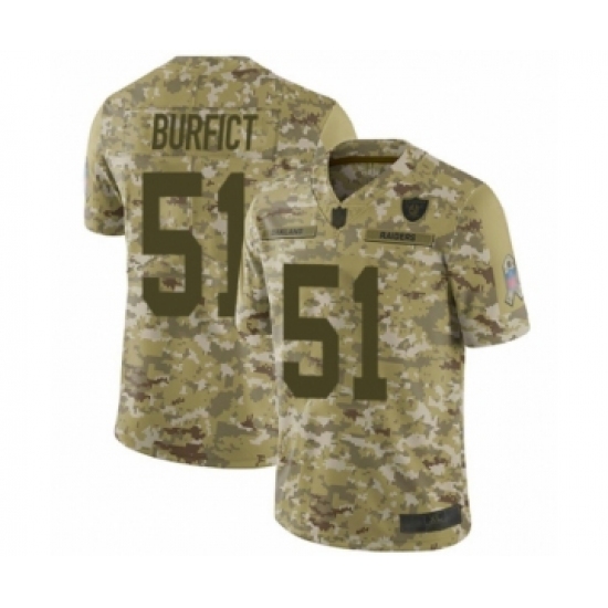 Youth Oakland Raiders 51 Vontaze Burfict Limited Camo 2018 Salute to Service Football Jersey