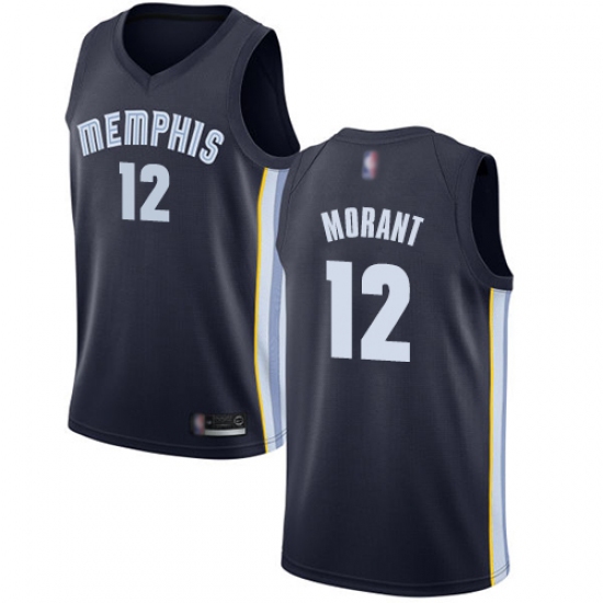 Nike Memphis Grizzlies 12 Ja Morant Navy Blue Basketball Swingman Icon Edition Jersey