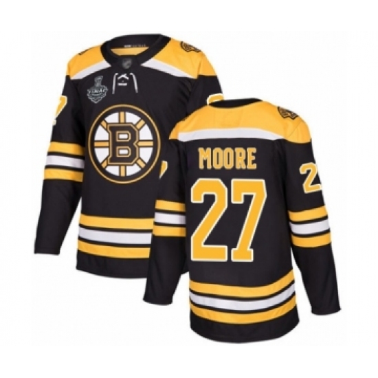 Men's Boston Bruins 27 John Moore Authentic Black Home 2019 Stanley Cup Final Bound Hockey Jersey