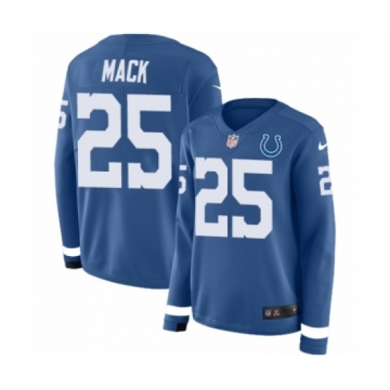 Women's Nike Indianapolis Colts 25 Marlon Mack Limited Blue Therma Long Sleeve NFL Jersey