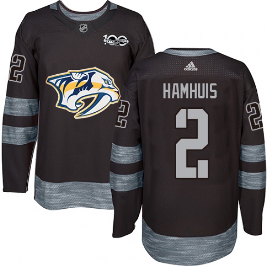 Men's Adidas Nashville Predators 2 Dan Hamhuis Authentic Black 1917-2017 100th Anniversary NHL Jersey